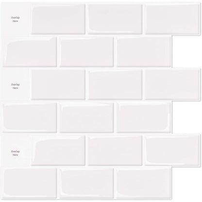 10 pcs White Subway Tiles Self Adhesive Kitchen Bathroom Backsplash 3D Vinyl Brick Adhesive Paper 30X30Cm