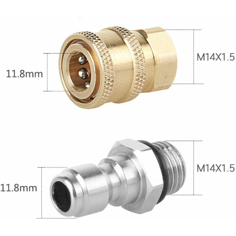 High Pressure Sprayer Nozzle Connectors, M14 Thread, 1/4 Quick Connector, Hose Connection Parts, Snow Foam Bottle - Image 4