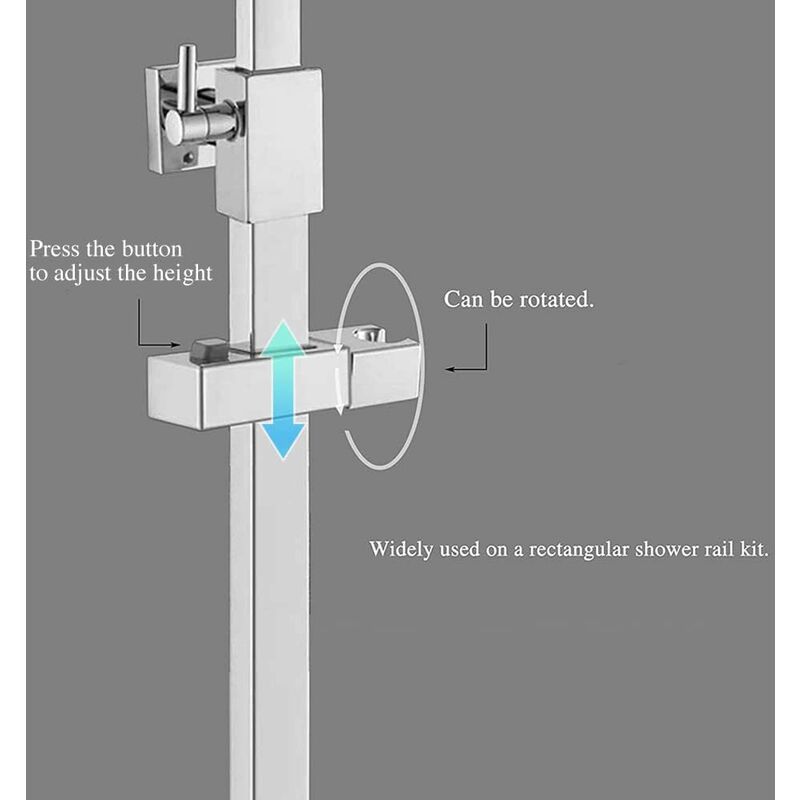 Adjustable Rectangular Shower Head Sliding Bracket Holder For Bathroom - Image 3