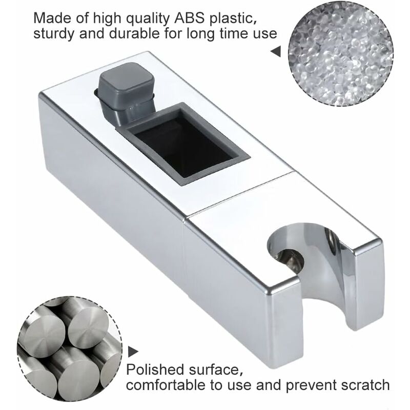 Adjustable Rectangular Shower Head Sliding Bracket Holder For Bathroom - Image 4