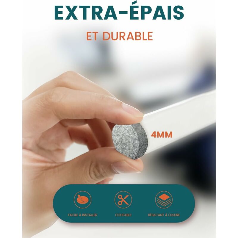 Self-Adhesive Furniture Pads, Furniture Chair Pads 3 ROlls (100 10Cm+100 5Cm+100 2Cm), Chair Pad 4Mm-Thick Felt Pad - Image 3