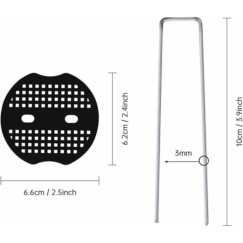 50 Garden Stakes With Washers, Galvanized Steel Tarpaulin Fixing Stakes, Mulch Fabric Fixing Staples, Galvanized Stakes - Image 2