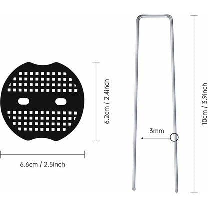 50 Garden Stakes With Washers, Galvanized Steel Tarpaulin Fixing Stakes, Mulch Fabric Fixing Staples, Galvanized Stakes - Image 2