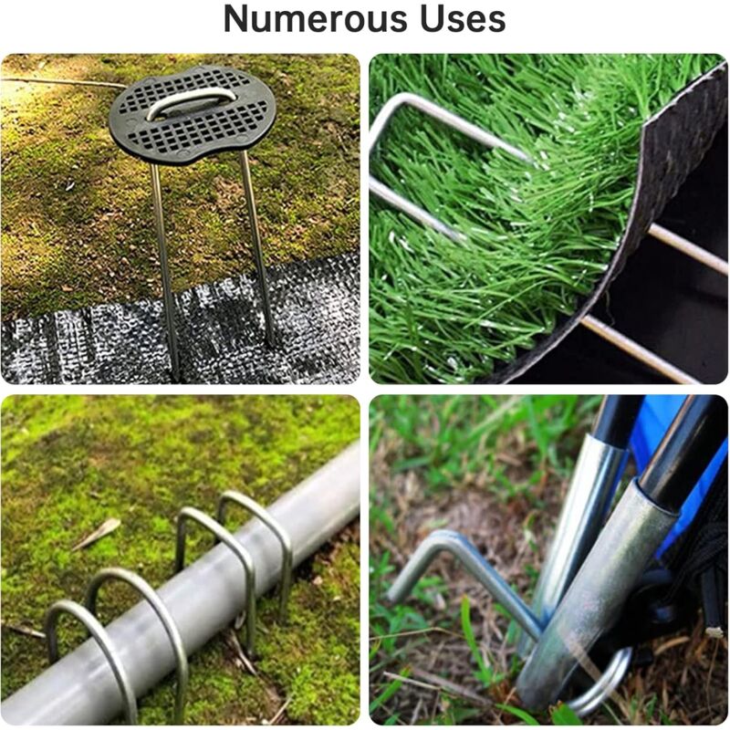 50 Garden Stakes With Washers, Galvanized Steel Tarpaulin Fixing Stakes, Mulch Fabric Fixing Staples, Galvanized Stakes - Image 3