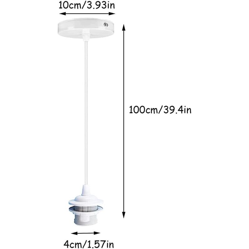 Parts E27 Lamp Socket, Pendant Light Holder Hanging Lamps Accessories With 1M Cable, E27 Lamp Holder With Cable For - Image 3
