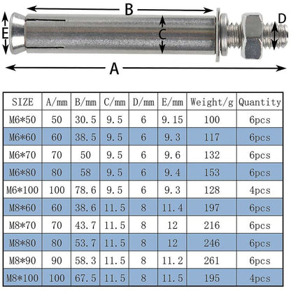 M6X100Mm Hex Expansion Bolts 304 Stainless Steel Expansion Screws Heavy Duty Concrete Anchors Fixing Screws For Wall - Image 2