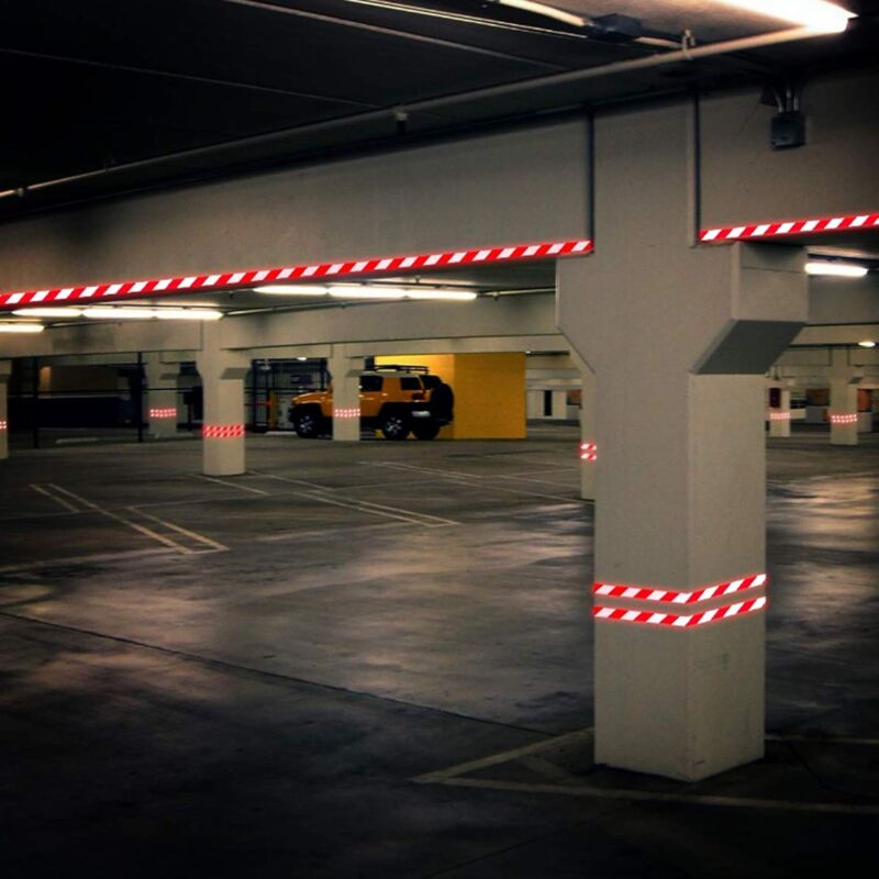 2 pcs Reflective Tape Safety Warning Reflective Sticker Film White Red, Fluorescent Safety Tape Sticker For Night - Image 3