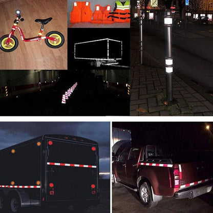 2 pcs Reflective Tape Safety Warning Reflective Sticker Film White Red, Fluorescent Safety Tape Sticker For Night - Image 4