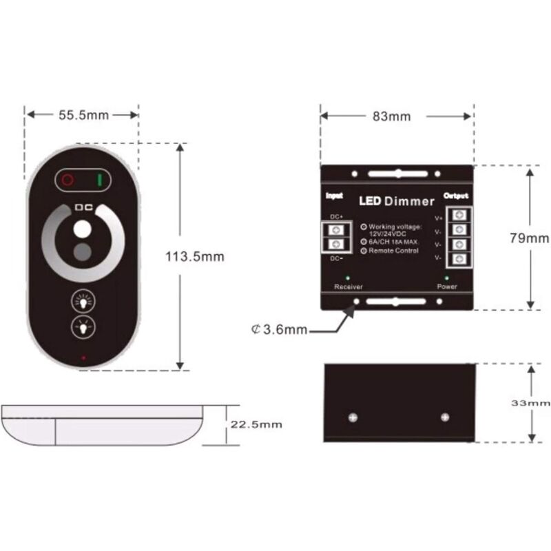 12V Wireless LED Touch LED Dimmer Switch - 12V Dc With Remote Control For All Dc Dimmable LED Lamps - 18A Wireless - Image 2