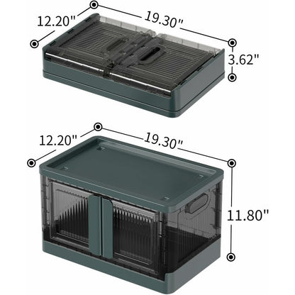 Plastic Storage Box, 32L Foldable Storage Box, With Lid And 4 Stackable Wheels, For Clothes Toys, Kitchen Storage, - Image 2