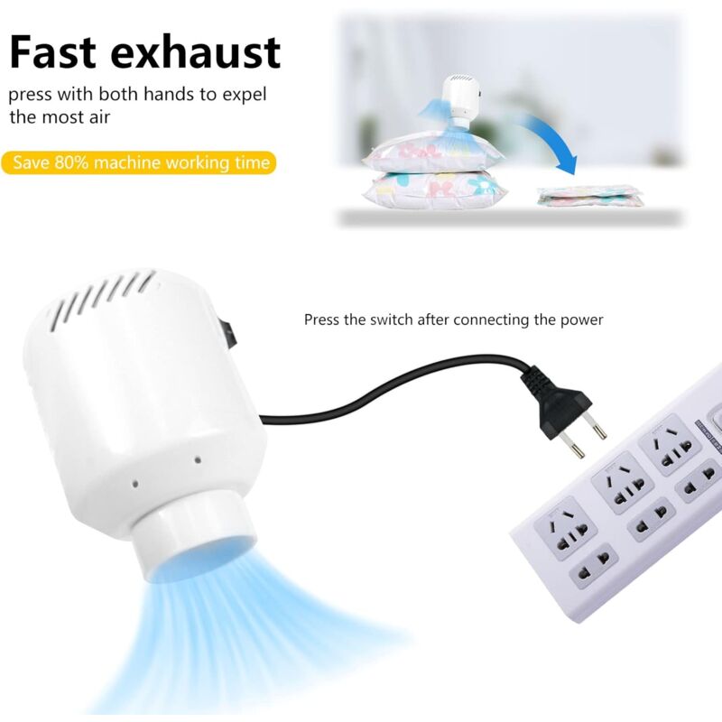 Electric Air Pump For Vacuum Storage Bags, 55W 220V Compression Bag Air Pump, Pa 45000 Air Pump (1 pcs) - Image 2