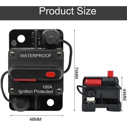 Car Circuit Breaker 30A - 150A, Dc 12V - 48V Waterproof Circuit Breaker With Manual Reset For Auto Car Marine Boat Bike - Image 2