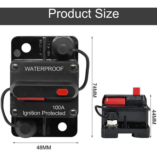 Car Circuit Breaker 30A - 150A, Dc 12V - 48V Waterproof Circuit Breaker With Manual Reset For Auto Car Marine Boat Bike - Image 2