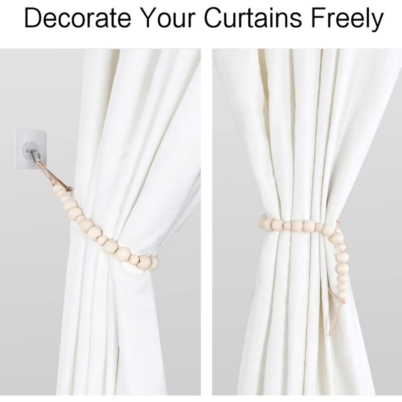 2 Pieces Bohemian Curtain Holdbacks, Curtain Tiebacks, Curtain Holdbacks - For Wall, Farmhouse, Window, Bedroom, Dining - Image 2