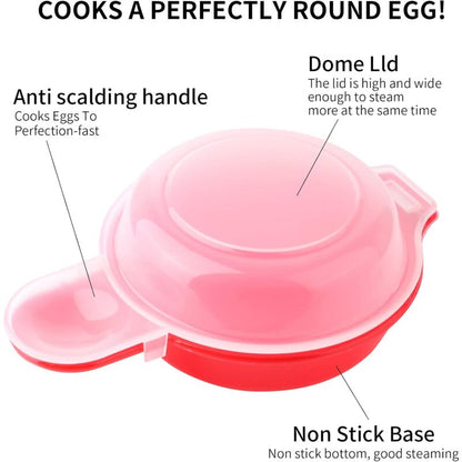 2 Pack Microwave Egg Cooker 1 Minute Hamburg Omelette Maker Kitchen Tool (Red & Clear) - Image 3
