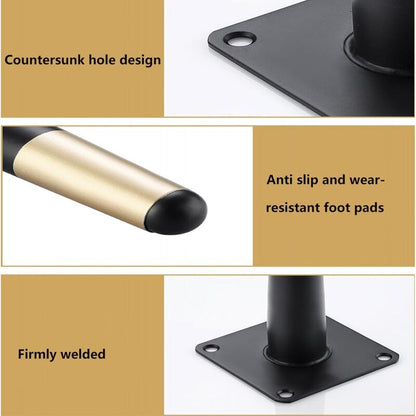 4 pcs Set Furniture Legs 10Cm Metal Table Chair Legs With Non-Slip Silent Base Black+Gold - Image 3