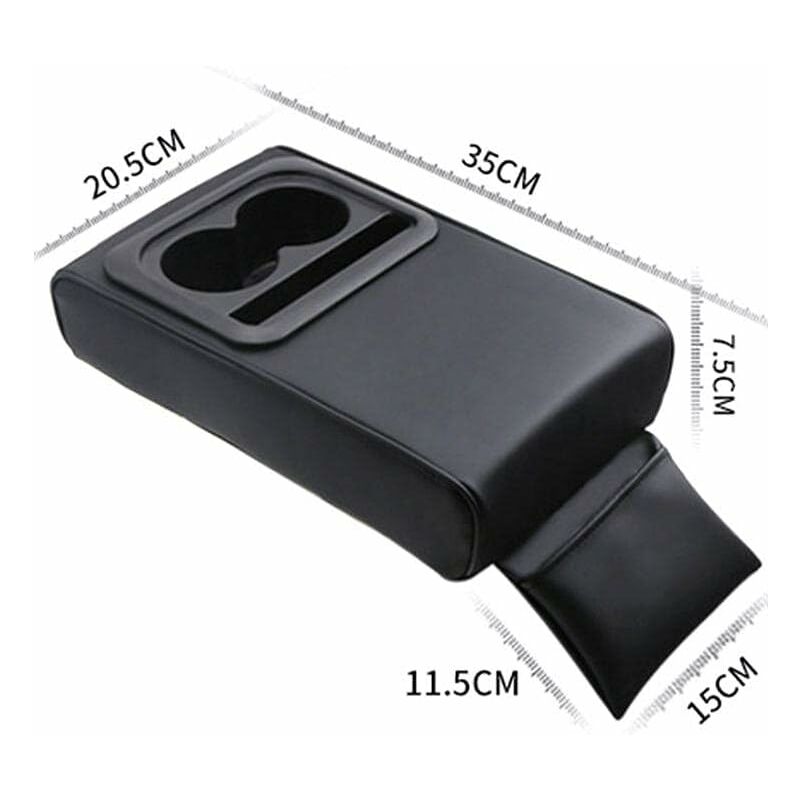 Car Armrest Cushion, Universal Car Center Console Armrest Pillow Pu Leather Memory Foam With Cup Holders And Storage - Image 3