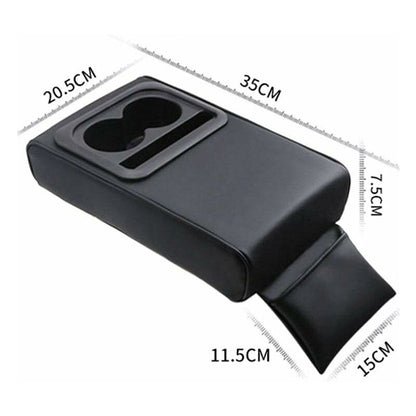 Car Armrest Cushion, Universal Car Center Console Armrest Pillow Pu Leather Memory Foam With Cup Holders And Storage - Image 3