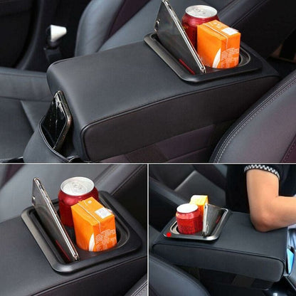 Car Armrest Cushion, Universal Car Center Console Armrest Pillow Pu Leather Memory Foam With Cup Holders And Storage - Image 4
