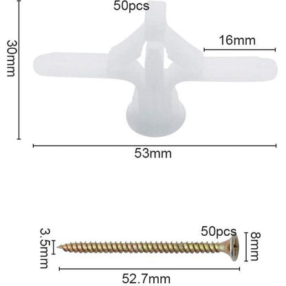 50 pcs Plasterboard Anchors Sets Plastic Expansion Pipe Aircraft Self Drilling Expansion Tube Anchors Used For Most - Image 4