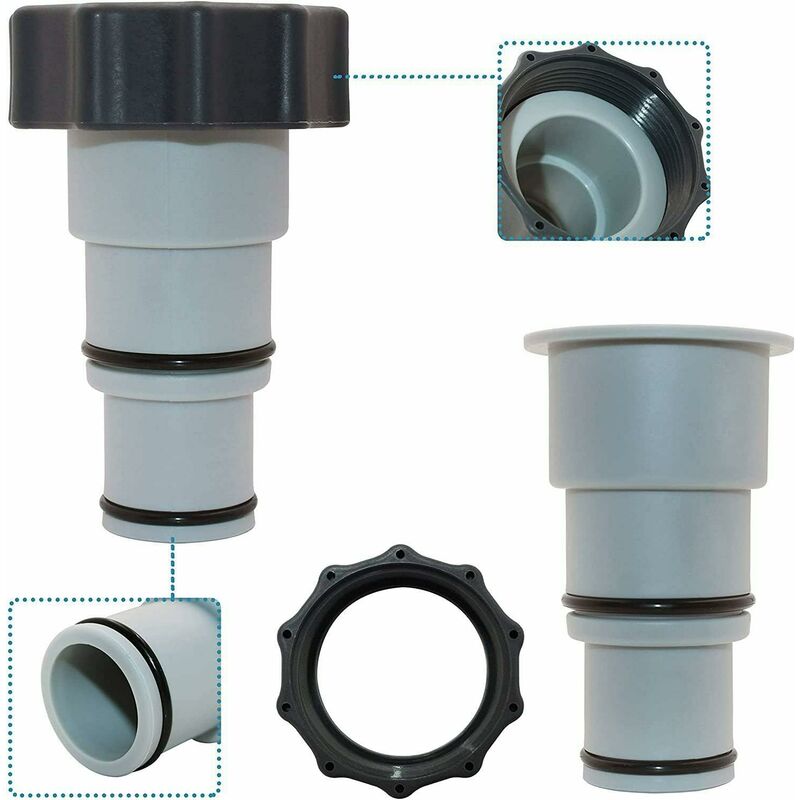 Replacement Hose Adapter With Clamp For Intex Above Ground Pool, 1.5" To 1.25" Hose Adapter For Threaded Pumps (2 pcs) - Image 4