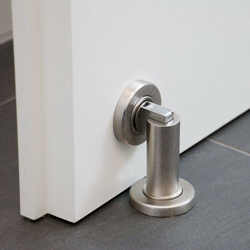 Magnetic Door Stop Ms010 In Stainless Steel Look - Door Stop With Floor And Wall Mounting Hardware - Magnetic Door Stop - Image 2