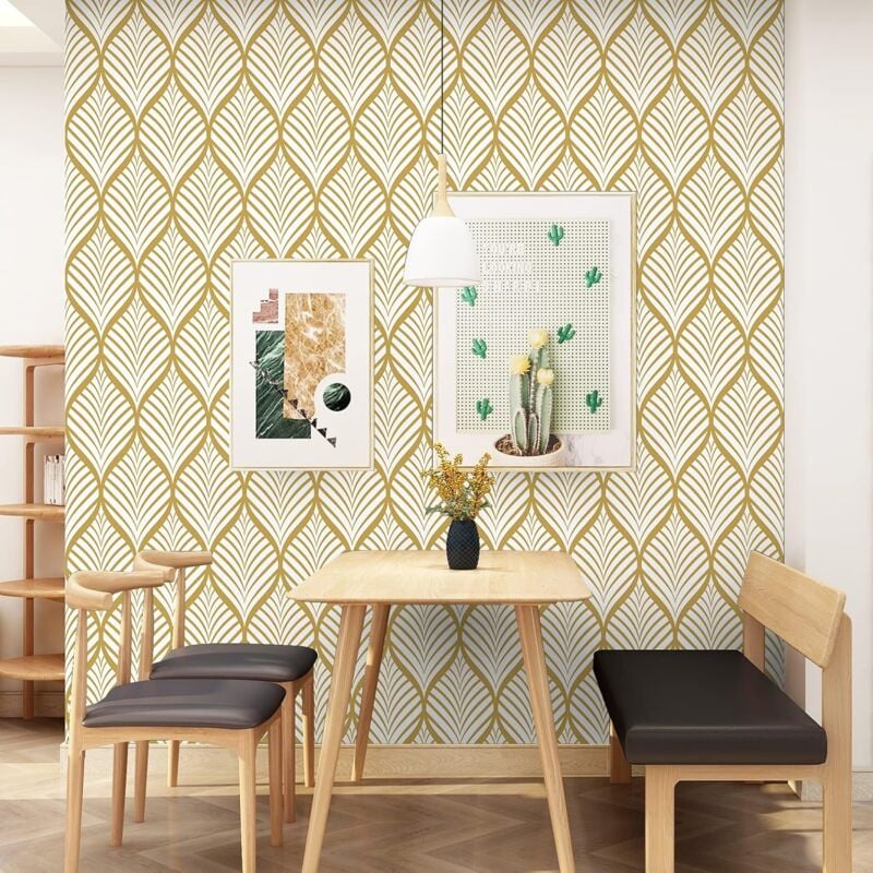 Modern Minimalist Yellow And White Geometric Pattern Wallpaper Waterproof Self-Adhesive Vinyl Film For Bathroom Living - Image 3