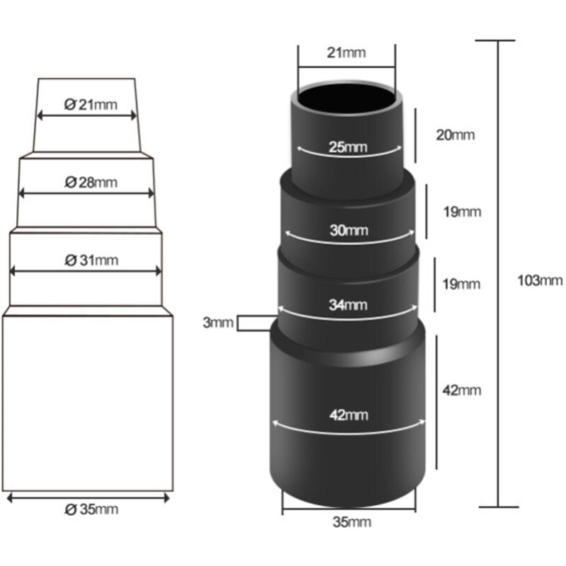 6 pcs Vacuum Hose Adapters, Vacuum Hose End Connector Adapters For Universal Shop Vacuums - Image 2