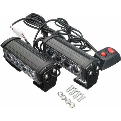 Strobe Lights, 2 pcs 8 LEDs Emergency Strobe Warning Lights Emergency Flashing Warning Lights 12V Universal For Car - Image 2
