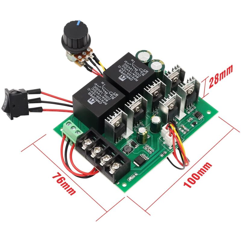 Dc Motor Controller, Dc 9-50V 40A Reversible Dc Motor Speed Controller To 12V 24V 36V 48V 2000W Reversible Speed Control - Image 2