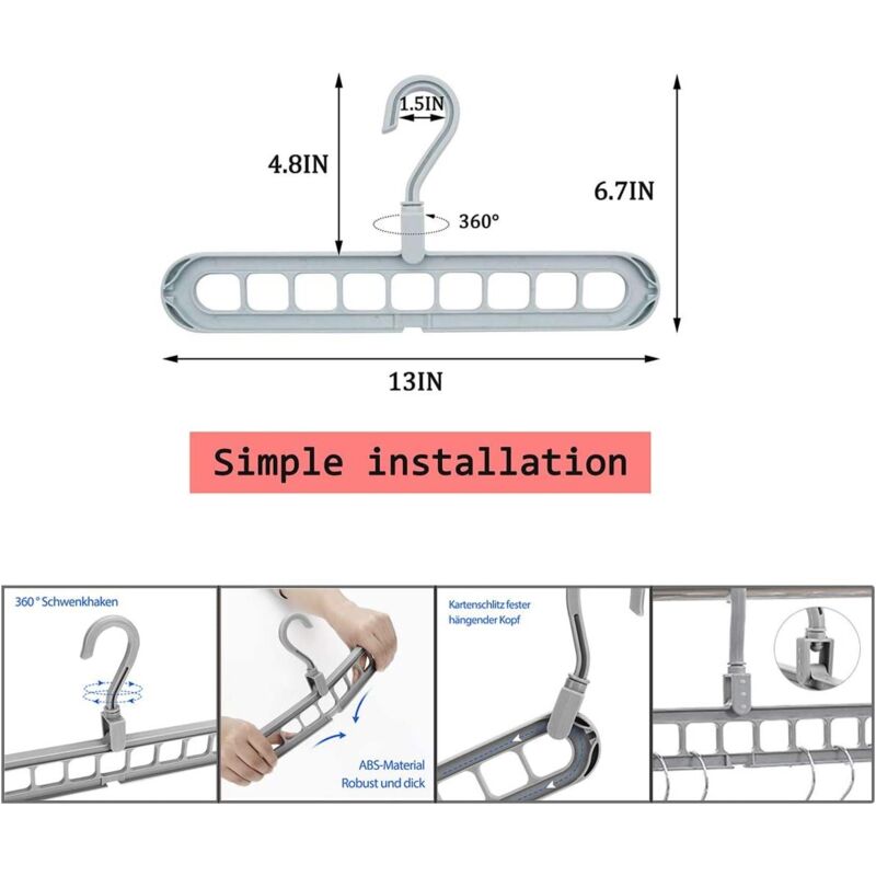 12 pcs Magic Hangers, Premium Quality Foldable Hangers, Multi-Function Space Saving Hangers, For Storing And Drying - Image 2