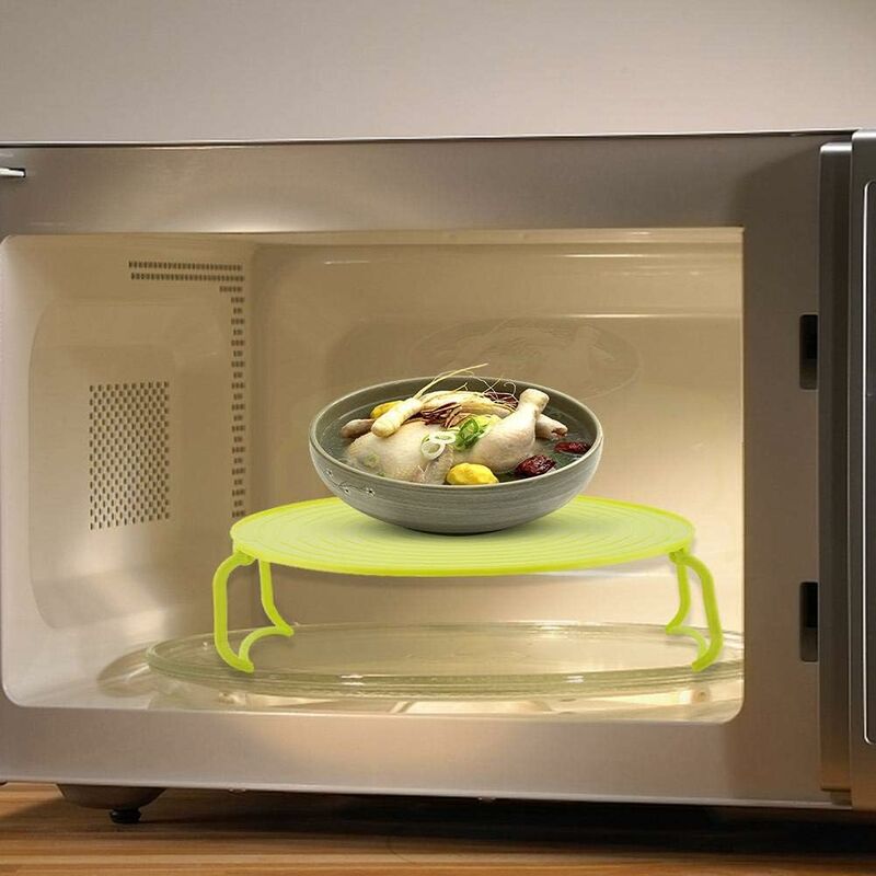 Microwave Oven Tray Holder Multifunctional Plastic Baking Tray Holder For Microwave Accessories With Handles And Plate, - Image 2