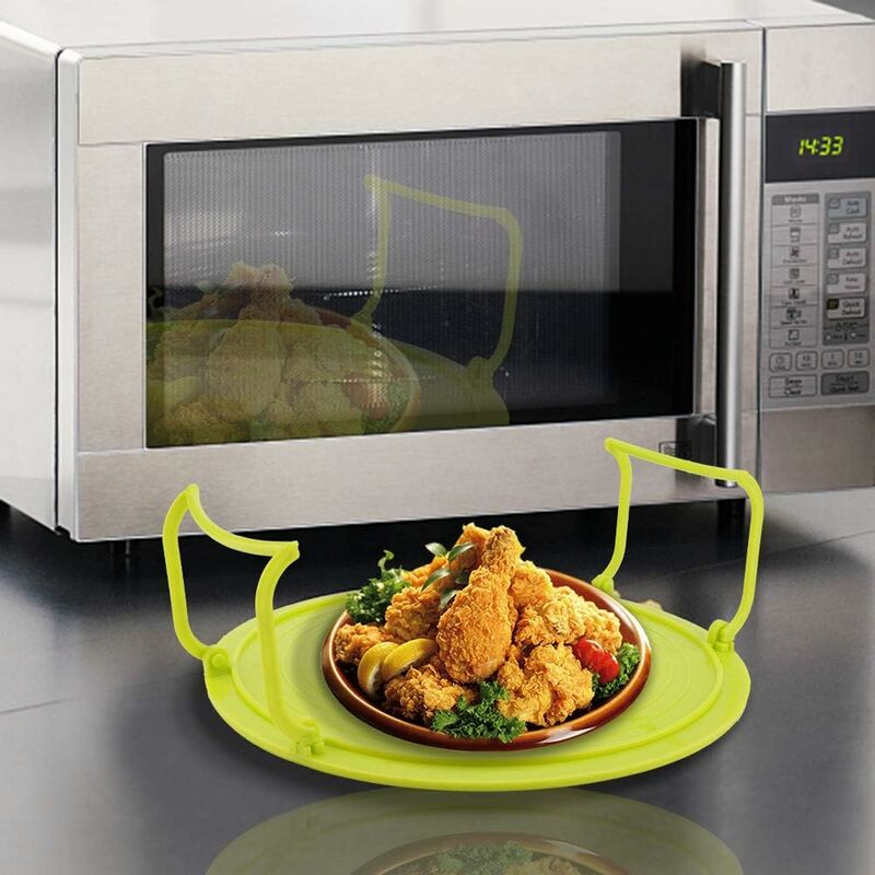 Microwave Oven Tray Holder Multifunctional Plastic Baking Tray Holder For Microwave Accessories With Handles And Plate, - Image 4
