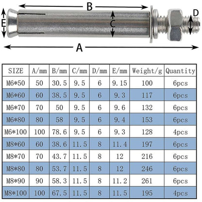 M8X80Mm Hex Expansion Bolts 304 Stainless Steel Expansion Screws Heavy Duty Concrete Anchors Fixing Screws For Wall - Image 2