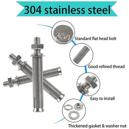 M8X80Mm Hex Expansion Bolts 304 Stainless Steel Expansion Screws Heavy Duty Concrete Anchors Fixing Screws For Wall - Image 4