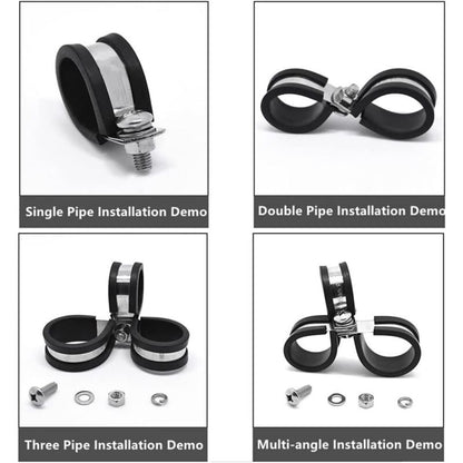 24 pcs 10Mm Stainless Steel Hose Clamps P-Clips Tube Fastener Clips With Rubber Coating For Automotive Electrical Tube - Image 4
