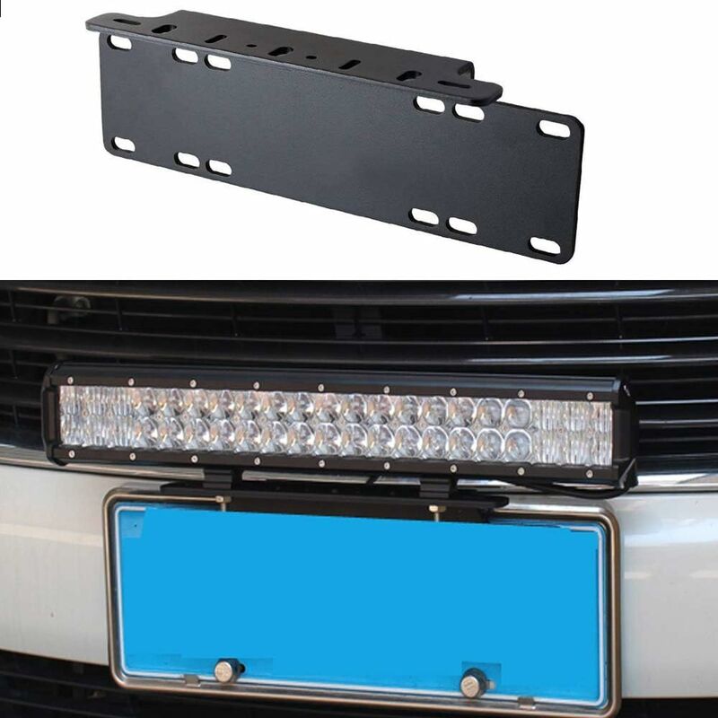 Universal Black Alloy License Plate Holder Front Bumper LED Bar And Work Lights License Plate Mounting Bracket For 4X4 - Image 3