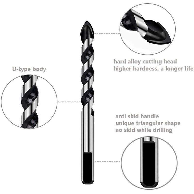 7 pcs Drill Bit Set For Tile, Glass, Concrete, Stone, Brick, Tiles, Ceramic And Mirrors(3Mm 4Mm 5Mm 6Mm 8Mm 10Mm 12Mm) - Image 2