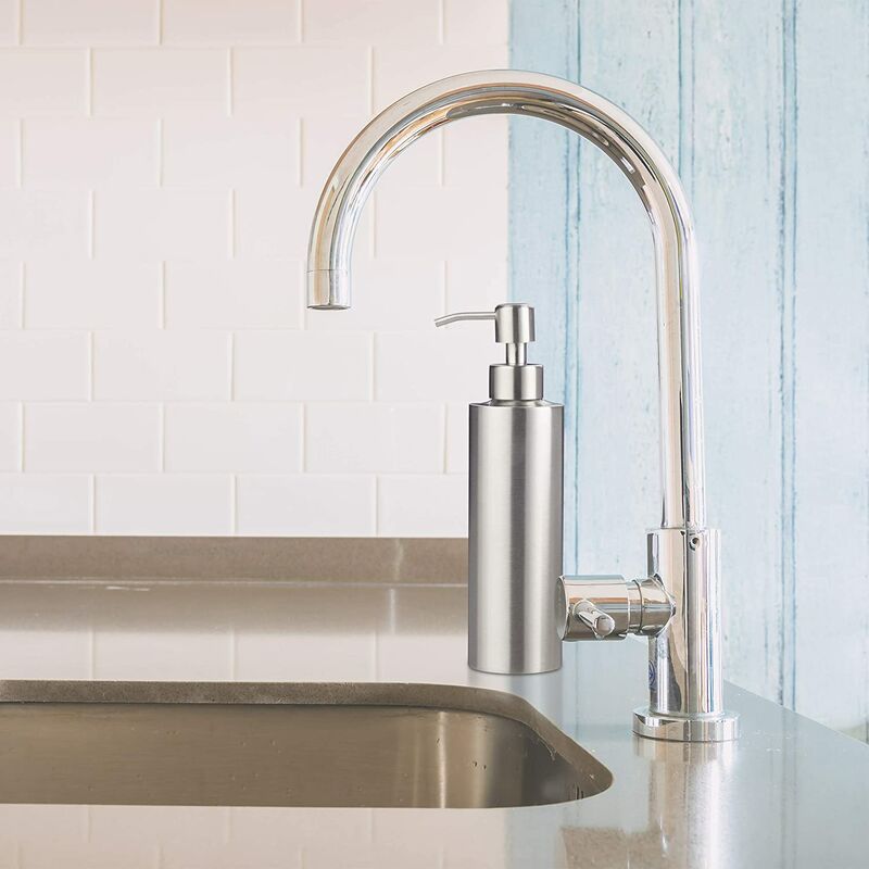 Brushed Stainless Steel Refillable Soap Dispenser 350Ml Silver - Image 3