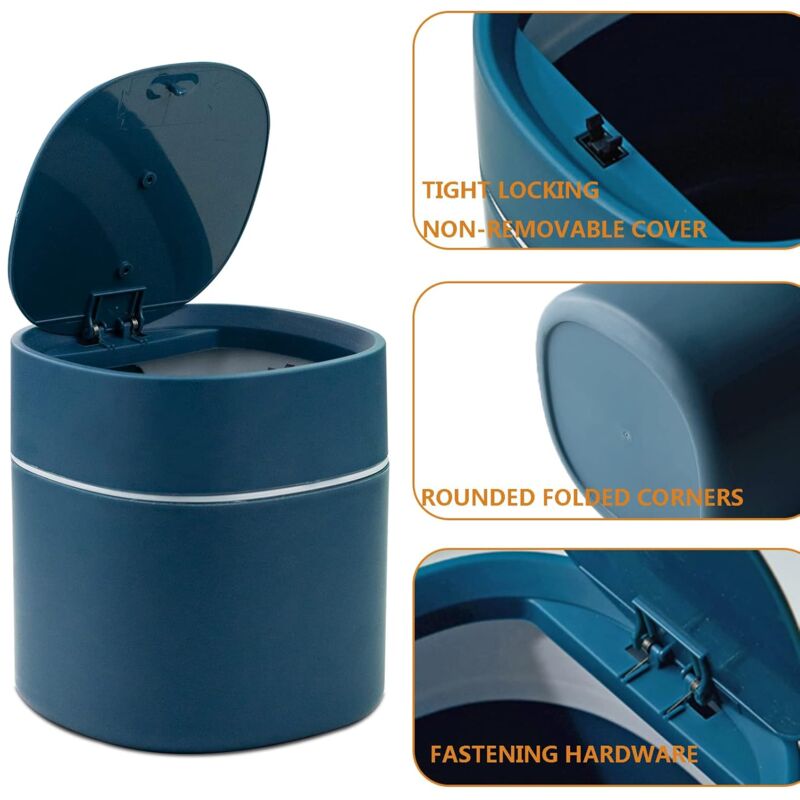 Tabletop Trash Can With Lid, Mini Plastic Trash Can, Small Tabletop Trash Can For Bedrooms, Dining ROoms, Bathrooms, - Image 3