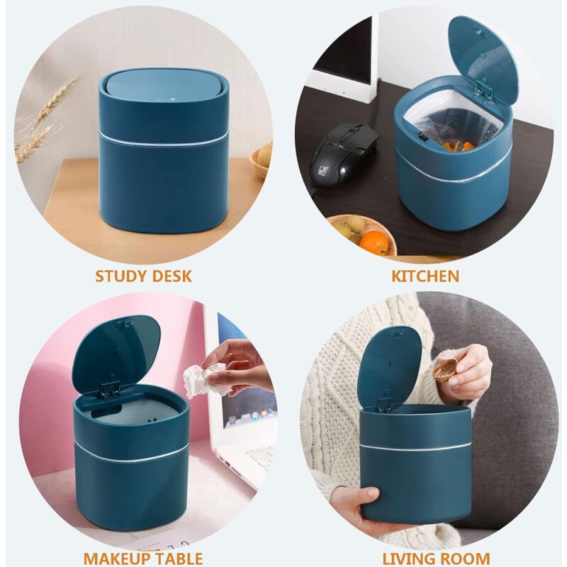 Tabletop Trash Can With Lid, Mini Plastic Trash Can, Small Tabletop Trash Can For Bedrooms, Dining ROoms, Bathrooms, - Image 4