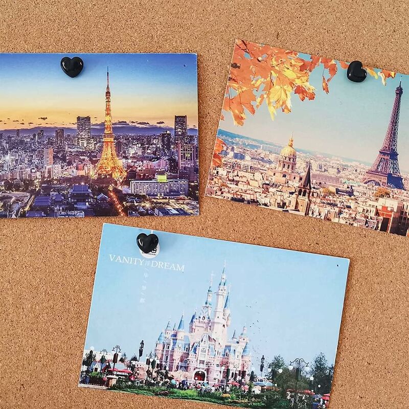 100 pcs Black Heart Shape Push Pins With Steel Point For Pictures And Walls - Image 3