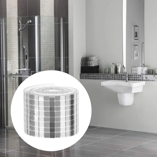ROll Self Adhesive Glass Mini Square Silver Mirror Mosaic Tiles Sticker Mosaic Tiles Mirror Wall Sticker For Diy Crafts - Image 2