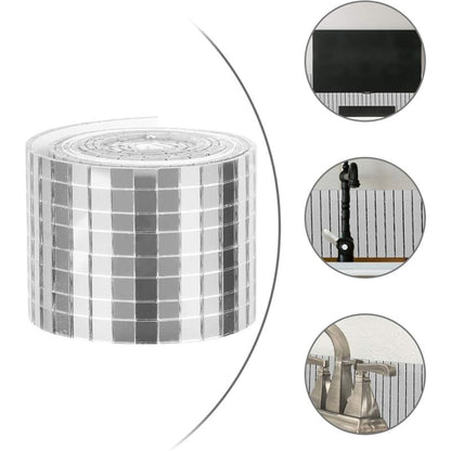 ROll Self Adhesive Glass Mini Square Silver Mirror Mosaic Tiles Sticker Mosaic Tiles Mirror Wall Sticker For Diy Crafts - Image 3
