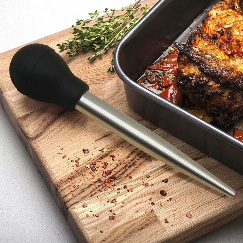 Stainless Steel And Food Grade Rubber Baster With Marinade Injector And Brush For Easy Cleaning - Image 2