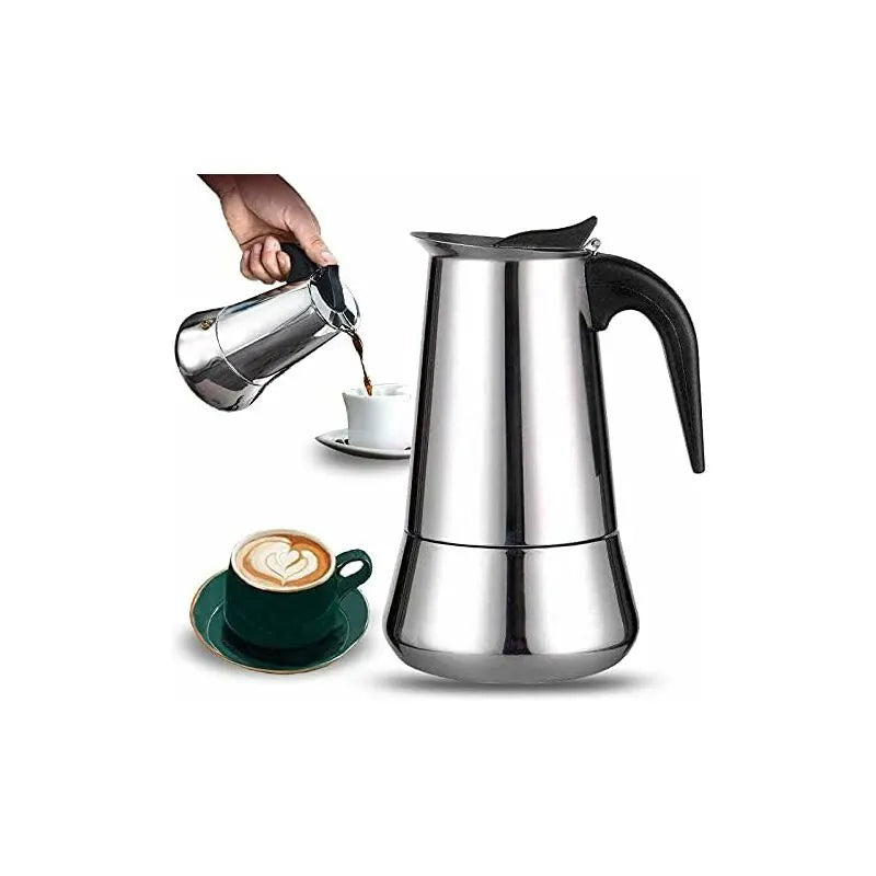 12-Cup Italian Coffee Maker In Stainless Steel, Suitable For All Types Of Hobs, 12 Cups