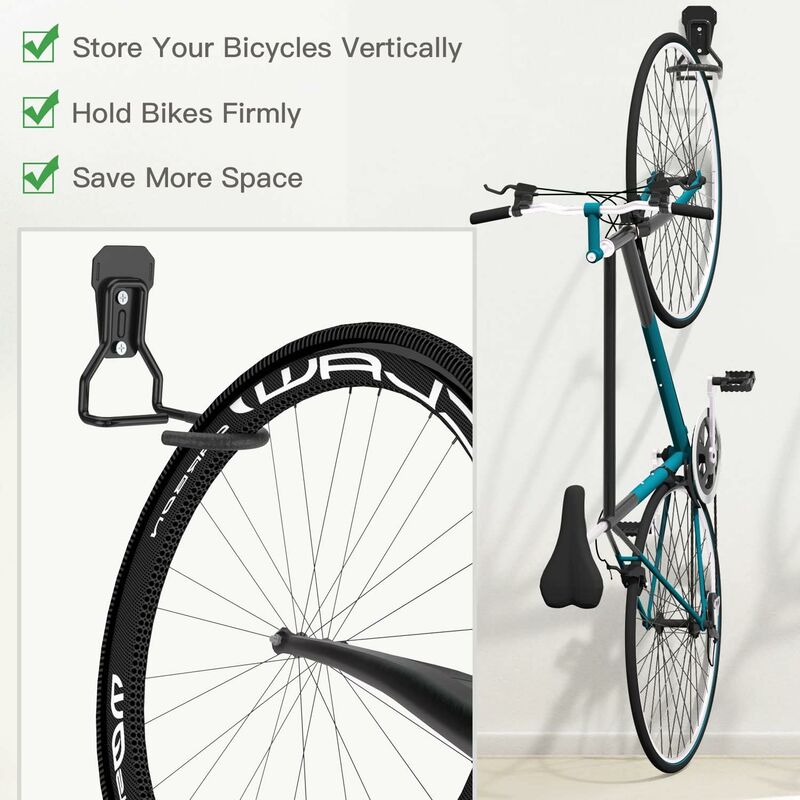 4 Pack Bike Hooks, Iron Hanger Holders, Heavy Duty L-Shaped Storage Wall Mount, Practical Vertical Bicycle Rack For - Image 2