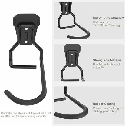 4 Pack Bike Hooks, Iron Hanger Holders, Heavy Duty L-Shaped Storage Wall Mount, Practical Vertical Bicycle Rack For - Image 3