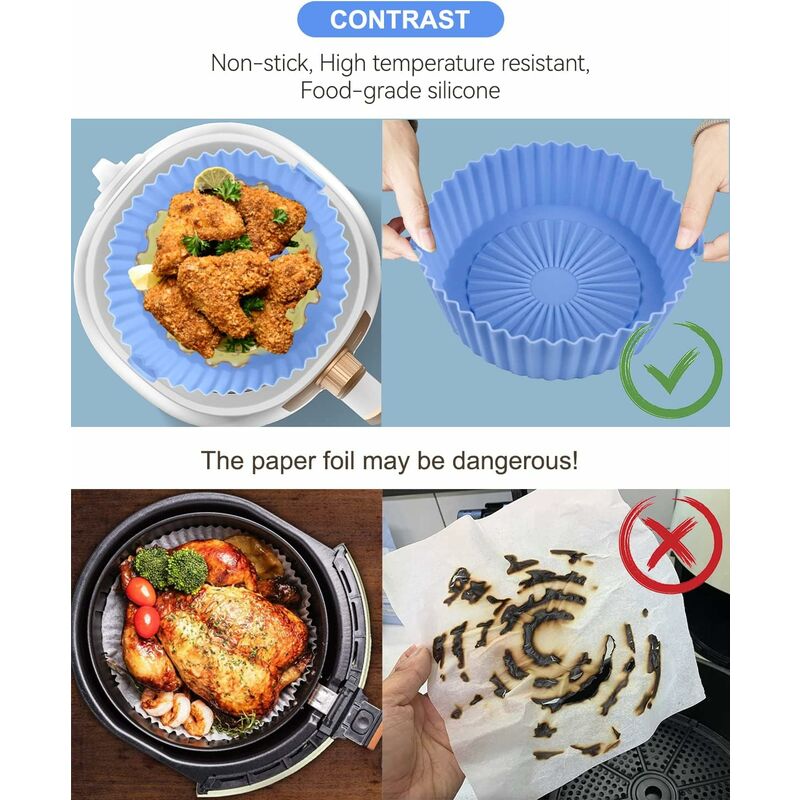 2 pcs Silicone Basket Air Fryer Accessories, Reusable Silicone Basket 16X14Cm For Airfryer, Microwave, Cake Pan, - Image 3