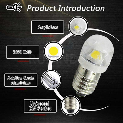4 pcs 3V 0.2W E10 LED Bulb 5050 1Smd White 3000K LED Replacement Bulb Upgrade For Headlights Flashlights Torch Lights - Image 2
